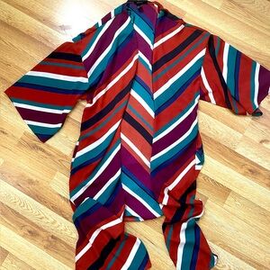 Forever 21 Striped Longline Kimono